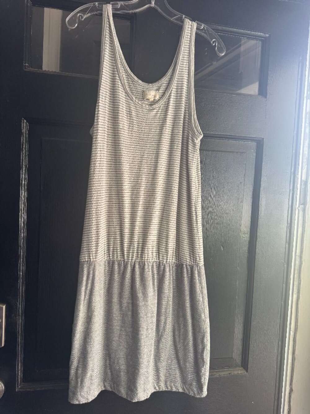 Lou & Grey | Grey Striped Sleeveless Drop Waist Tank Dress Size S